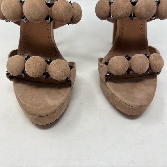 Alaia Bombe Ankle Strap Suede Platform Stiletto Heels Size 38 Taupe - Picture 8 of 14
